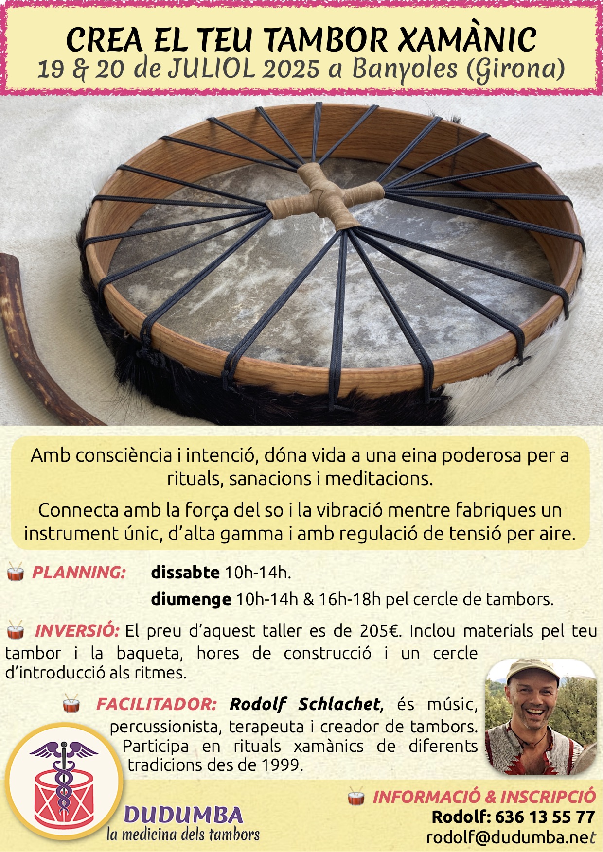 Taller de fabricacion de tambors xamanics juliol 2025- Taller de fabricacion de tambores chamanicos